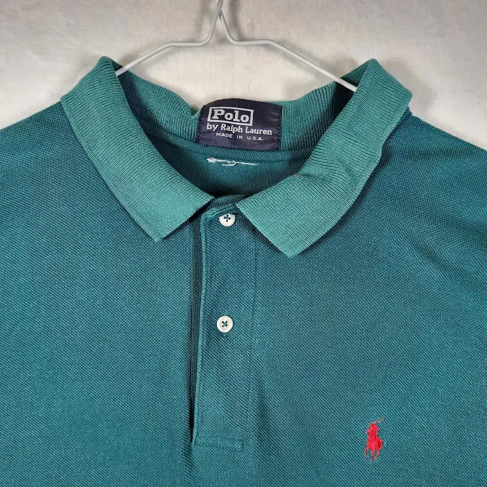 Polo by Ralph Lauren‎ Collared Short Sleeve Polo Shirt Adult Mens Size L Green